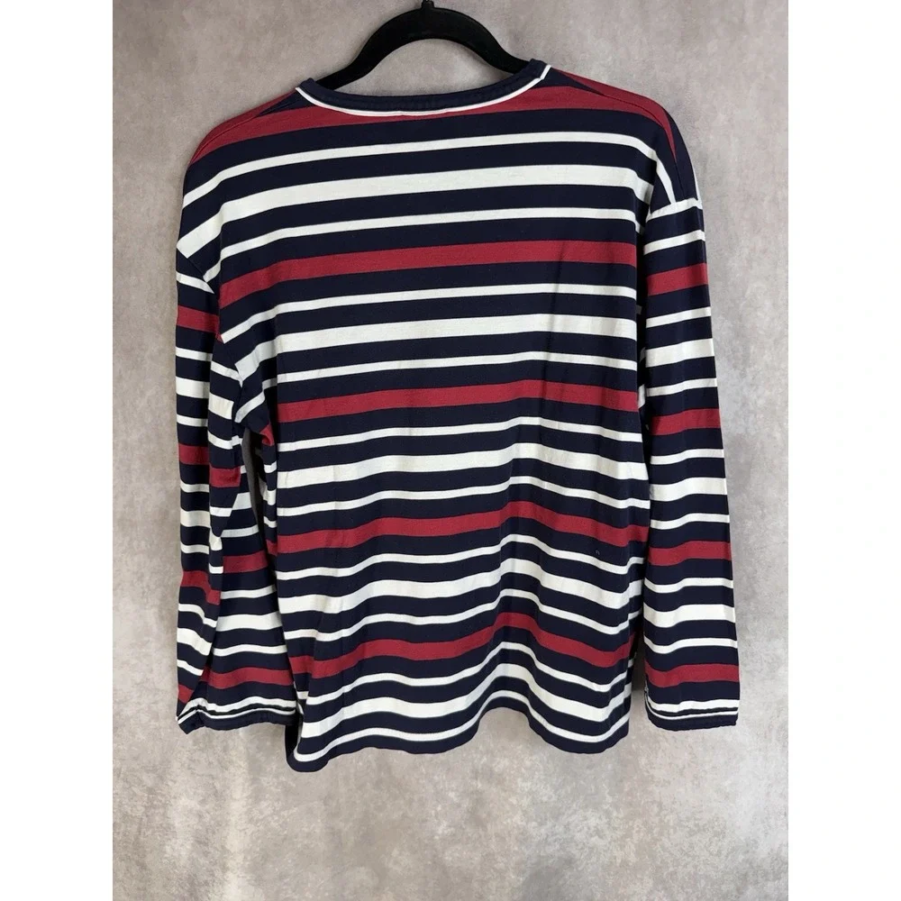 Zimmerli Long Sleeve Cotton Casual Pocket Striped Top In Multi Size M